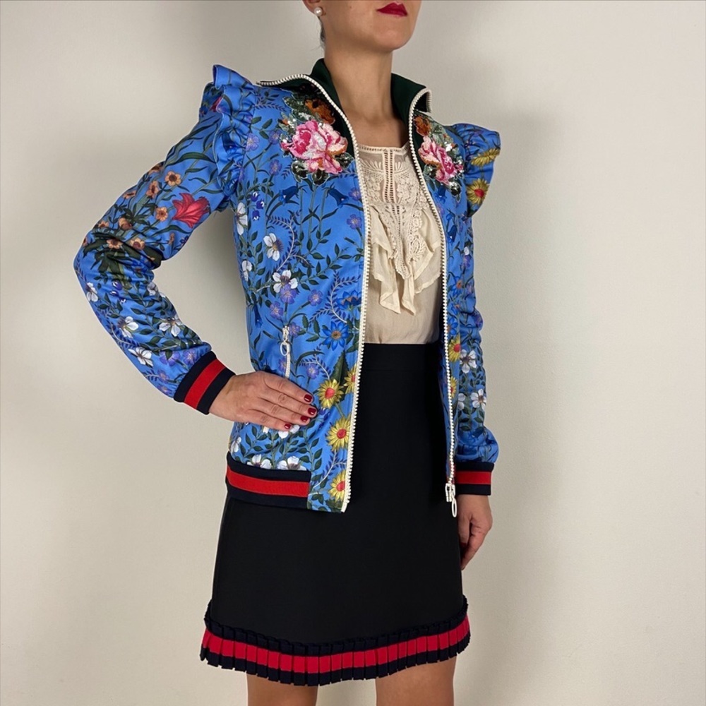 New GUCCI New Flora Sequin Turtleneck Track Jacket - Picture 3 of 9